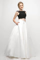 Beaded Cap Sleeve Ballgown 2025 Elegant Formal Dress - Black/White / 2 - Prom