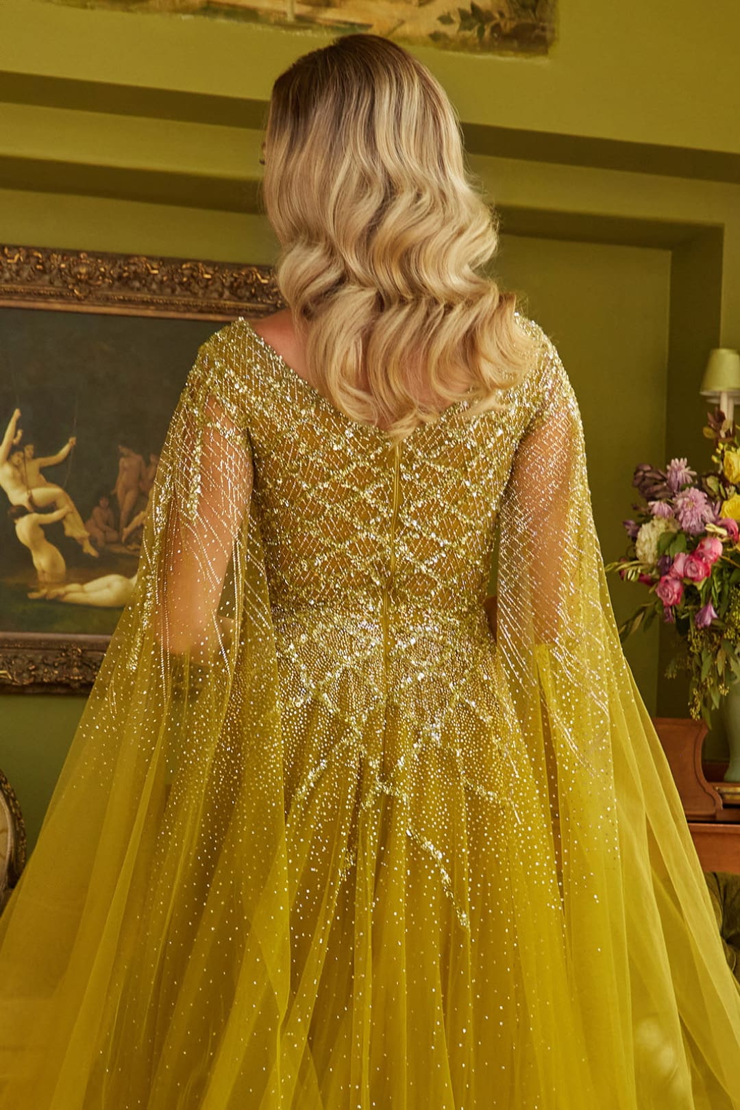 Beaded Cape Sleeve A-line Gown by GLS Gloria GL3606 - Long Formal Dresses