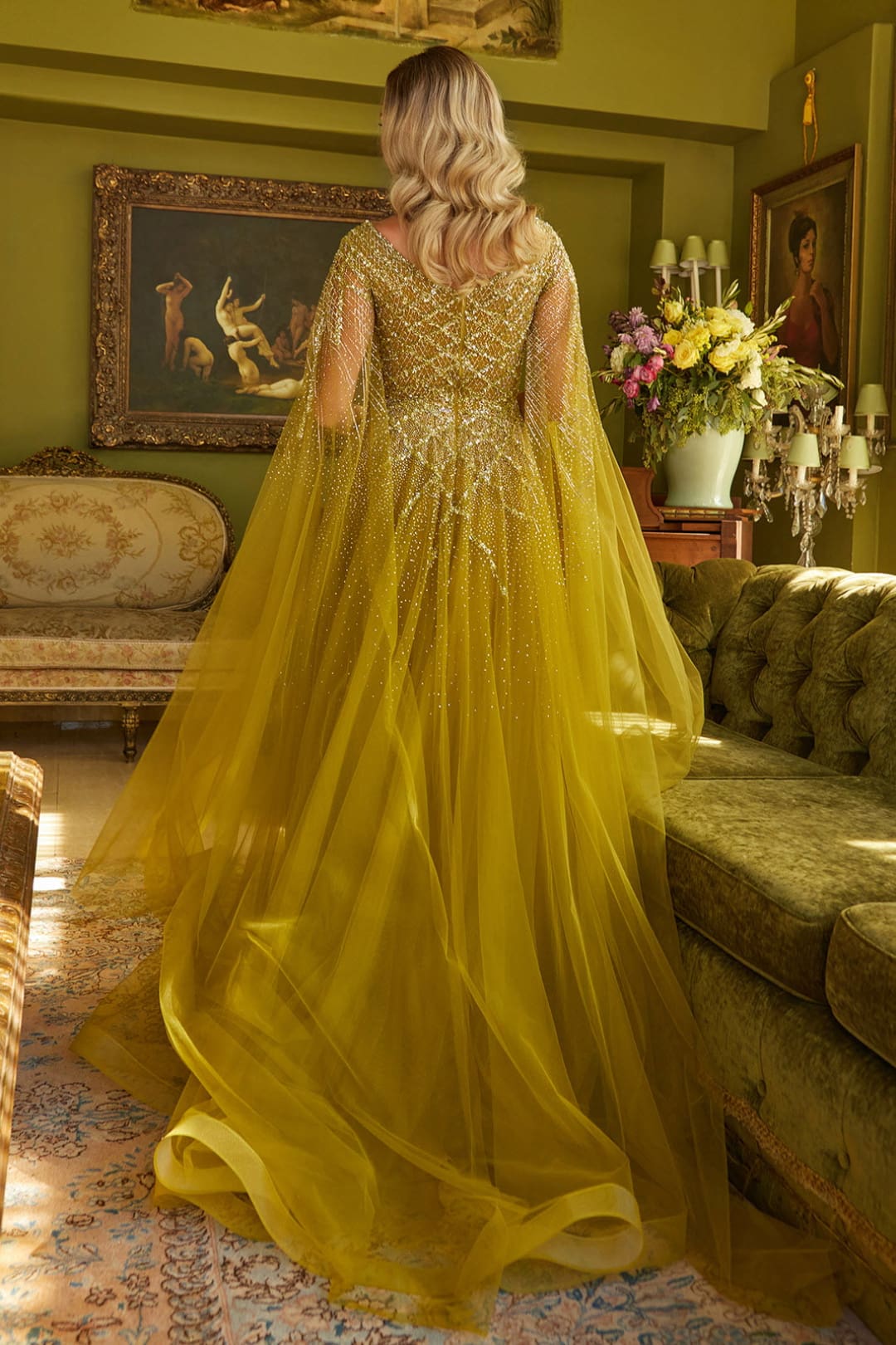 Beaded Cape Sleeve A-line Gown by GLS Gloria GL3606 - Long Formal Dresses