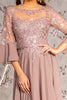 Beaded Chiffon 3/4 Sleeve A-line Gown by GLS Gloria GL3434 - Long Formal Dresses