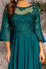 Beaded Chiffon 3/4 Sleeve A-line Gown by GLS Gloria GL3434 - Long Formal Dresses