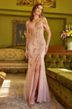 Beaded Cold Shoulder Slit Gown by GLS Gloria GL3543 - XS / Rose Gold - Long Formal Dresses