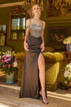 Beaded Cold Shoulder Slit Gown by GLS Gloria GL3568 - XS / Black - Long Formal Dresses