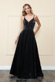 Poly USA 8888 Beaded Deep V-Neck Gown