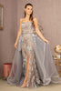 Beaded Embroidered Overskirt Gown by GLS Gloria GL3158 - XS / Cappuccino/Gray - Long Formal Dresses