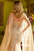 Beaded Fitted Cape Sleeve Gown by GLS Gloria GL3585 - Dress