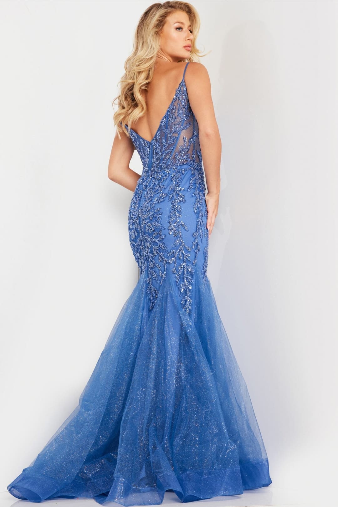 Beaded Fitted Sheer V-Neck Gown by Jovani 37416 - Long Formal Dresses