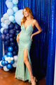 Beaded Fitted Sleeveless Bow Slit Gown by Juliet JT2437A - Long Formal Dresses