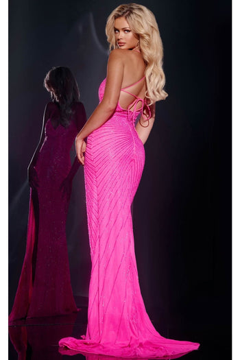Beaded Fitted Sleeveless Slit Gown by Jovani 36339 - Long Formal Dresses