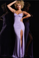 Beaded Fitted Sleeveless Slit Gown by Jovani 37231 - 00 / Lilac - Long Formal Dresses
