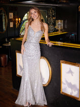 Beaded Fitted Strapless Gown by Juliet JT2525L