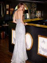 Beaded Fitted Strapless Gown by Juliet JT2525L