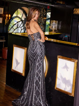 Beaded Fitted Strapless Gown by Juliet JT2525L