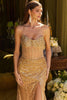 Beaded Fitted Strapless Slit Gown by GLS Gloria GL3581 - Long Formal Dresses