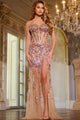 Beaded Fitted Strapless Slit Gown by Jovani 42779 - 00 / Nude - Long Formal Dresses