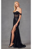 Beaded Fringe Sleeve Prom Gown by Juliet JT2471L - Dress