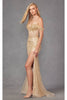 Beaded Fringe Sleeve Prom Gown by Juliet JT2471L - Dress