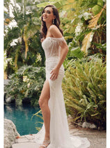 Beaded Fringe Sleeve Prom Gown by Juliet JT2471L