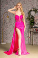 Beaded Glitter Jersey Corset Slit Gown by GLS Gloria GL3260 - XS / Fuchsia - Long Formal Dresses
