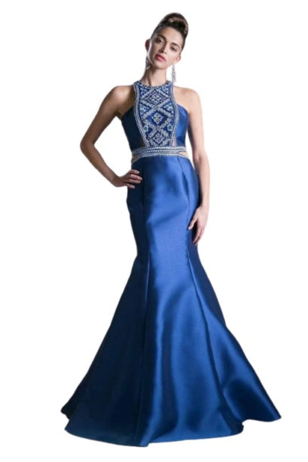 Beaded Halter Neck Mermaid Evening Gown 2025 Elegant Formal Dress - Prom