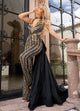 Rachel Allan 50302 Beaded Halter Overskirt Jumpsuit