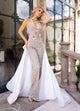 Rachel Allan 50302 Beaded Halter Overskirt Jumpsuit