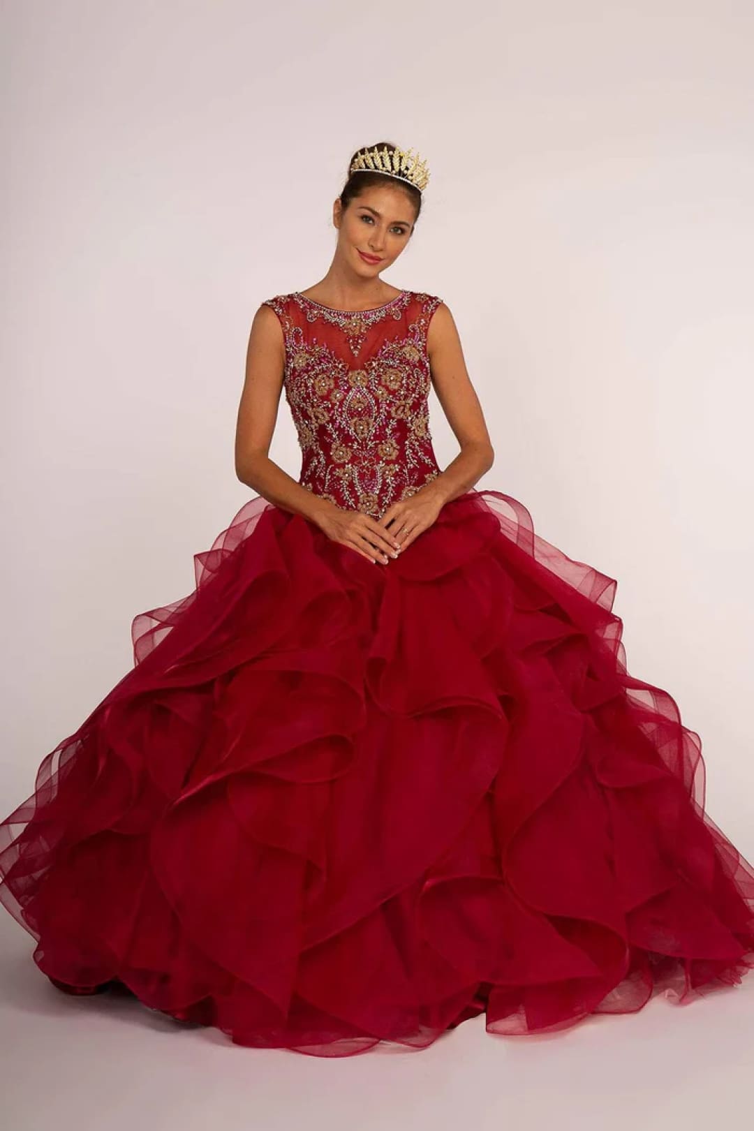 Elizabeth K GL2511 Beaded Illusion Ball Gown - Formal Dress Shops Elizabeth K GL2511 Beaded Illusion Ball Gown - Formal Dress Shops