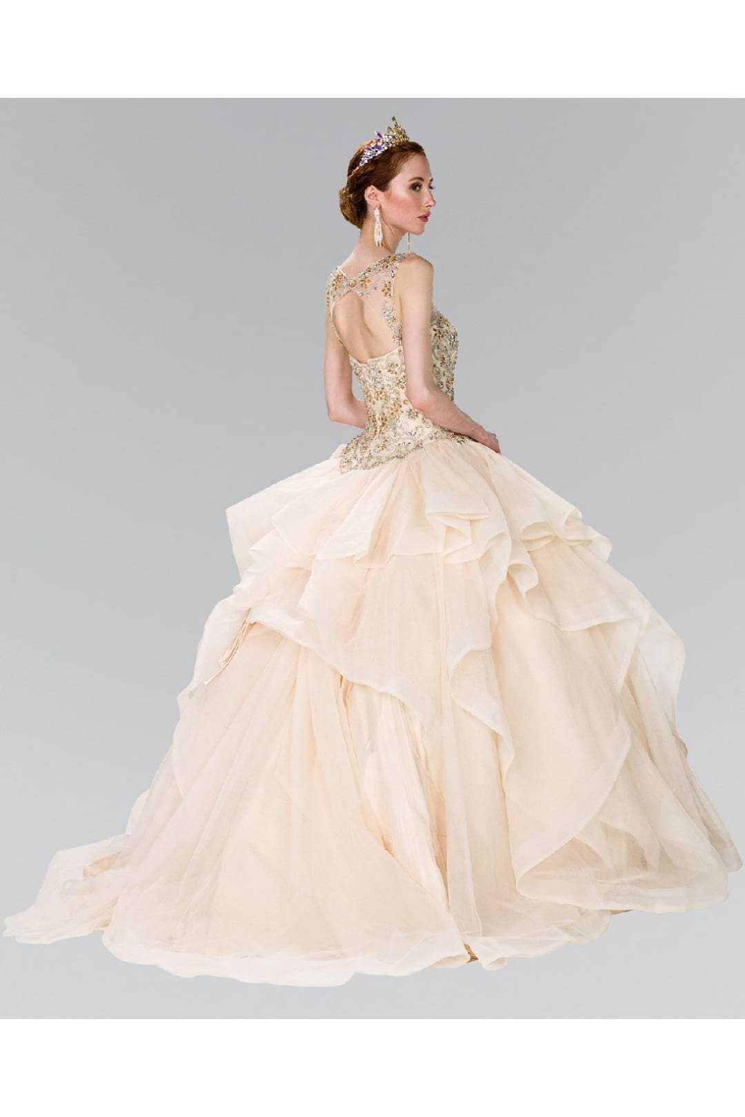 Beaded Illusion Ballgown with Bolero by Elizabeth K GL2378 - Quinceanera Dresses