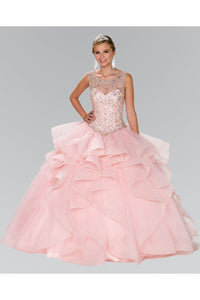 Beaded Illusion Ballgown with Bolero by Elizabeth K GL2378-Quinceanera Dresses-ABC Fashion