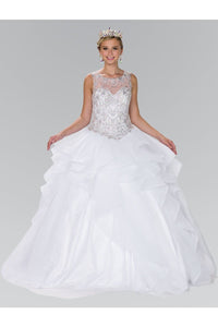 Beaded Illusion Ballgown with Bolero by Elizabeth K GL2378-Quinceanera Dresses-ABC Fashion