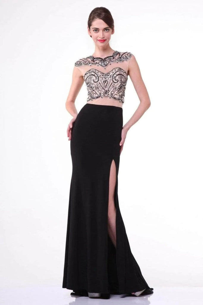 Beaded Illusion Sheath Evening Gown 2025 Elegant Formal Dress - Black / 2 - Prom