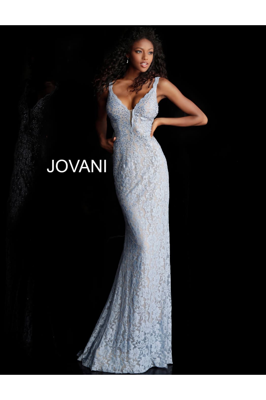 Beaded Lace Fitted Sleeveless Gown by Jovani 48994 - 00 / Periwinkle - Long Formal Dresses