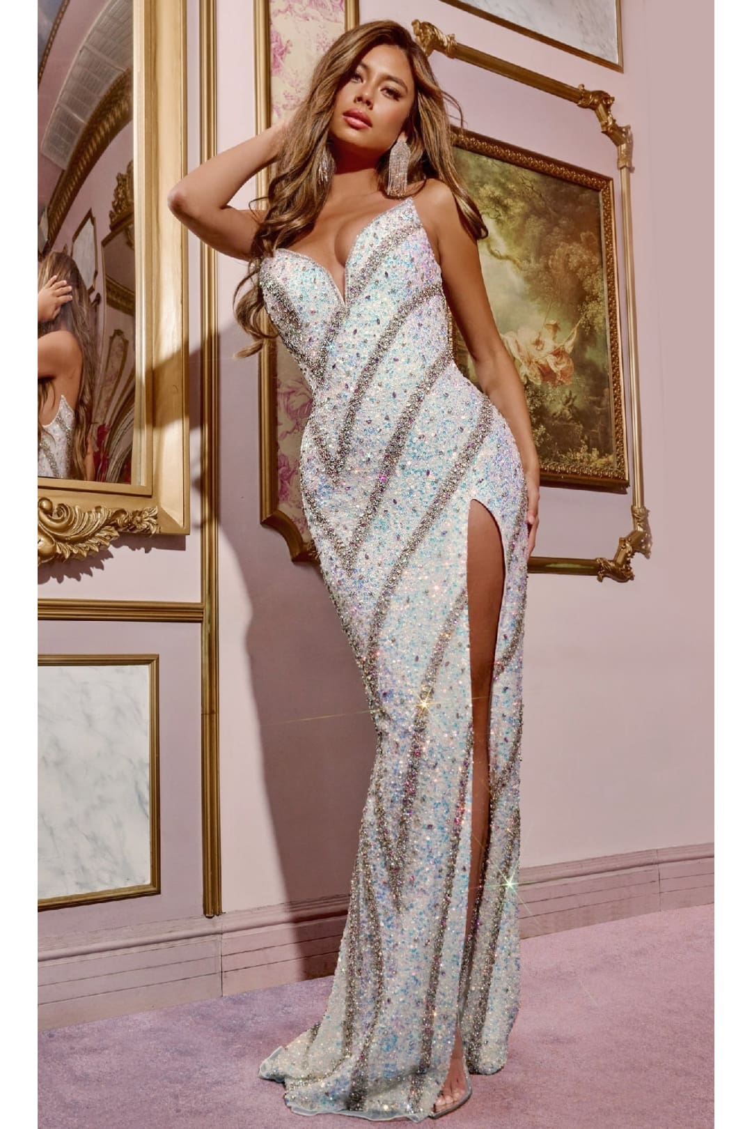 Beaded Long Ivory Formal Dress: Jovani D5710 - Prom