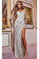 Beaded Long Ivory Formal Dress: Jovani D5710 - Ivory/Silver / Prom