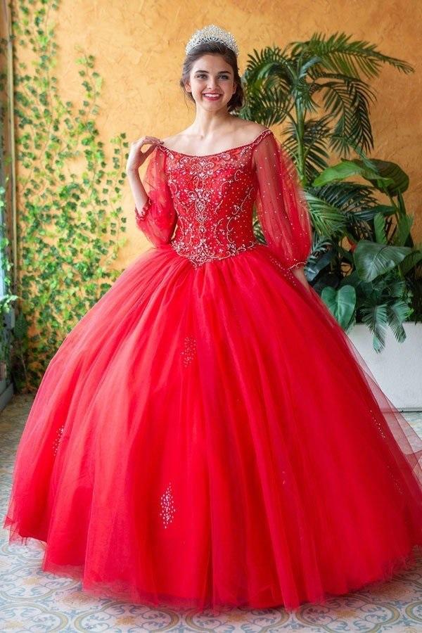 Beaded Long Sleeve Quinceanera Dress by Calla KY71289X