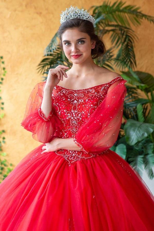 Beaded Long Sleeve Quinceanera Dress by Calla KY71289X
