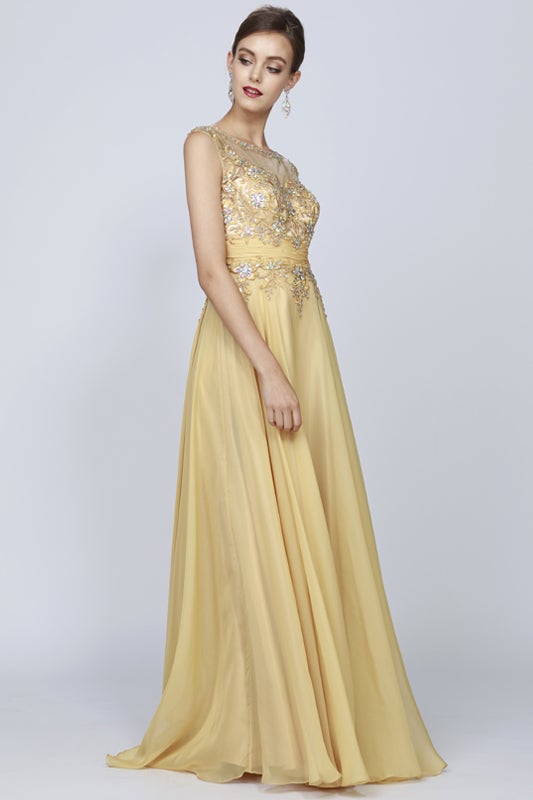 Juliet Gold Long Formal Dresses
