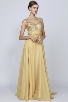 Juliet 552 Beaded Long Sleeveless Dress with A-Line Skirt and Sweetheart Neckline