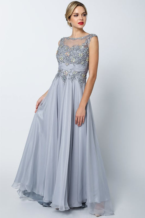 Juliet Silver Long Formal Dresses