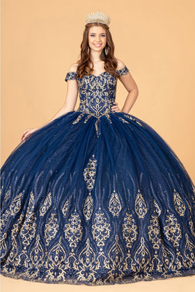 Beaded Off Shoulder Ball Gown by Elizabeth KGL3079