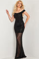 Beaded Off Shoulder Sheer Gown by Jovani 37100 - 00 / Black - Long Formal Dresses