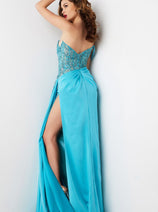 Beaded Off Shoulder Slit Gown by Jovani 37094