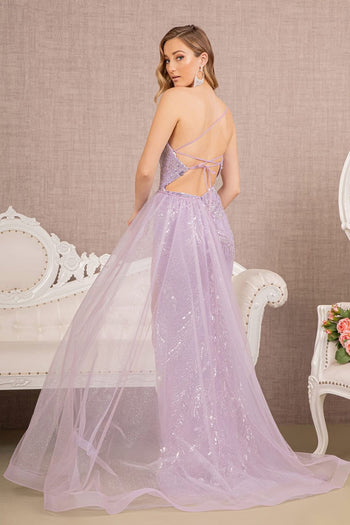 Beaded One Shoulder Sheer Slit Gown by GLS Gloria GL3116 - Long Formal Dresses