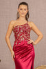 Beaded One Shoulder Slit Gown by Elizabeth K GL3125 - Long Formal Dresses