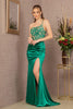 Beaded One Shoulder Slit Gown by Elizabeth K GL3125 - Long Formal Dresses