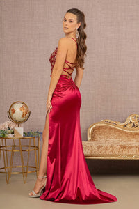 Beaded One Shoulder Slit Gown by Elizabeth K GL3125 - Long Formal Dresses