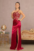 Beaded One Shoulder Slit Gown by Elizabeth K GL3125 - Long Formal Dresses