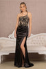 Beaded One Shoulder Slit Gown by Elizabeth K GL3125 - XS / Black - Long Formal Dresses