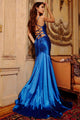 Beaded Satin Fitted Sleeveless Gown by Jovani 23010 - Long Formal Dresses