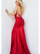 Beaded Satin Fitted Sleeveless Gown by Jovani 23010